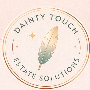 Dainty Touch Estate Solutions feather badge logo